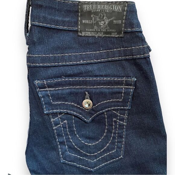 True Religion Disco Julie Low Rise Jeans with Crystal Buttons Size Women's 24 - Picture 2 of 7